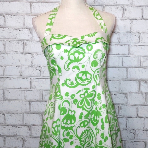 Spenser Jeremy green and white paisley print halter dress - Picture 2 of 6